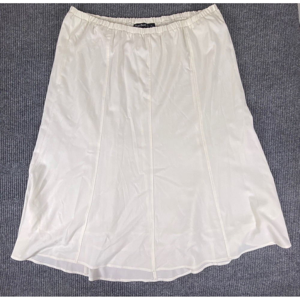 Maggie Barnes Midi Skirt Womens 2X White Elastic Waist Lined Minimalist Chic